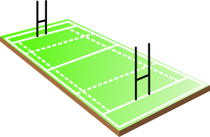 Rugby-Union-Feld mit Torstangen