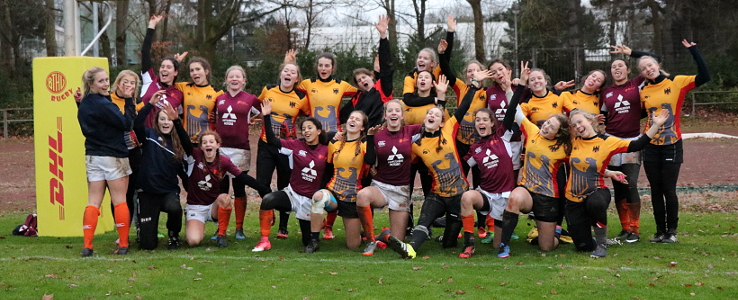 U18-Nationalspielerinnen im 7-er Rugby beim Länderspiel Deutschland - Niederlande