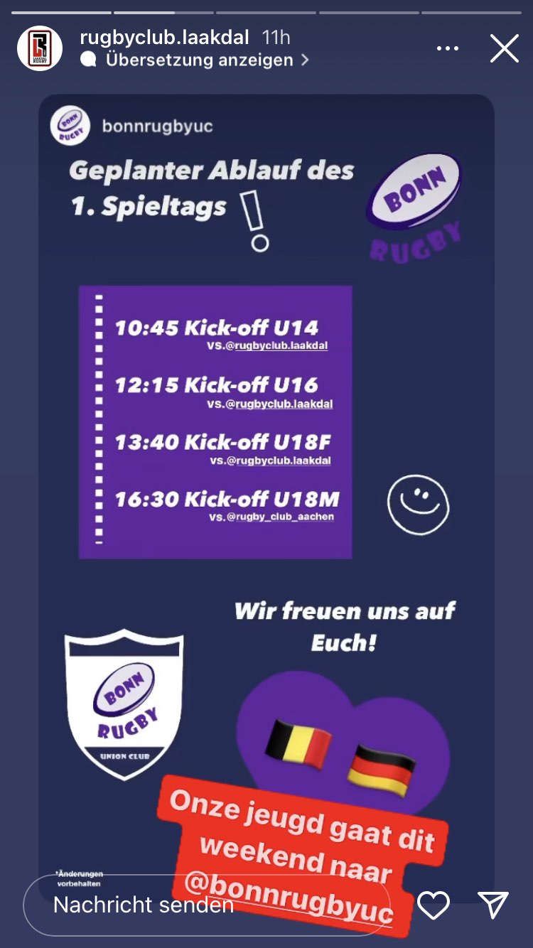 Spielplan BonnRugbyUC-Laakdal in Social Media